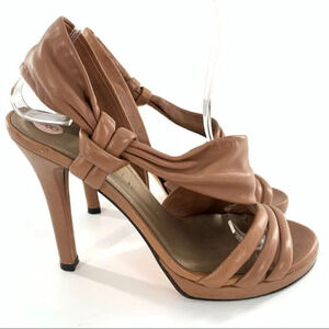 Vaneli womens heels size 8 luggage brown leather slingback platforms